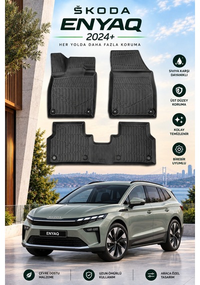 Skoda Enyaq 2024+ Aracınıza Özel Üretim Havuzlu Paspas Takımı A+ -mod-
