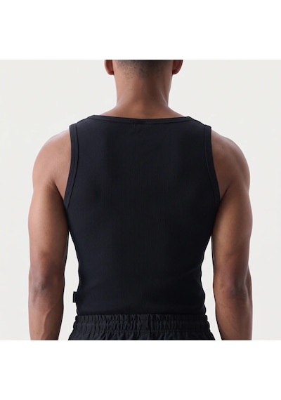 Jaceyjace Slim Fit Dar Kesim Pamuk Fitilli Atlet Siyah