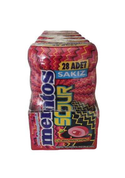 Mentos Sour Çilek Aromalı Draje Sakız 6 x 56 G