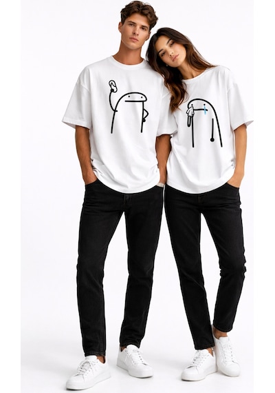 Nevermind Komik Terlik Fırlatan Çöp Adam Çift Tişörtü Oversize Unisex Sevgili Kombini Baskılı Beyaz Beyaz Nevermind Komik Terlik Fırlatan Çöp Adam Çift Tişörtü Oversize Unisex Sevgili Kombini Baskılı Beyaz Beyaz