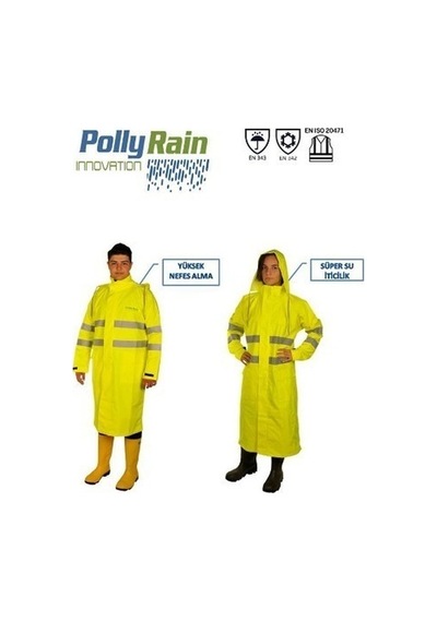 Polly Rain Pu Polyester Alt Üst Takım Reflektörlü Pardesü Yağmurluk