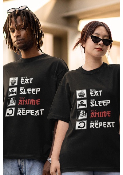Anime Eat Sleep Anime Tişört