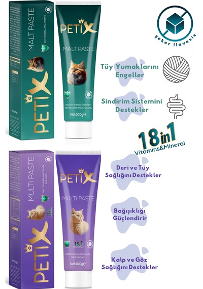 Petix Multivitamin ve Tüy Yumağı Önleyici Kedi Malt Macunu 100 G