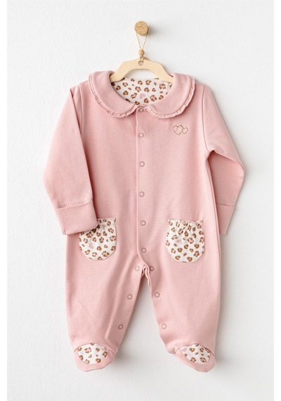 Andywawa Bebek Little Leopard Romper Tulum Pembe Ac26240 Pink