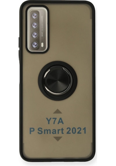 Cosmotex Newface Huawei P Smart 2021 Kılıf Montreal Yüzüklü Silikon Kapak - Siyah