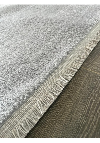 Melena Carpet Peluş Yolluk Kaymaz Taban Oval Banyo Paspası Yumuşak Modern Salon Mutfak Halısı Açık Gri