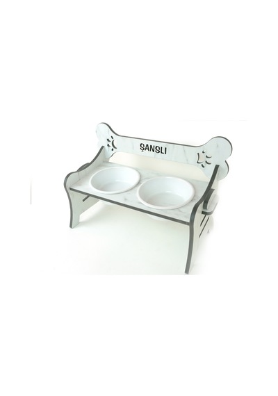 Köpek Su Ve Mama Kabı Standı-özel İsim Baskılı-suya Dayanıklı-beyaz Cdf- Beyaz Seramik Kase-2 1000ml