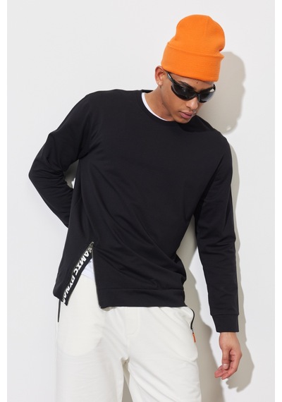 Altınyıldız Classıcs Erkek Sıyah Standart Fit Normal Kesim Bisiklet Yaka Sweatshirt SIYAH