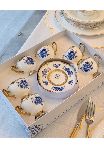 6 Kişilik Vintage Elisabeth Kahve Fincanı-7799 Çok Renkli