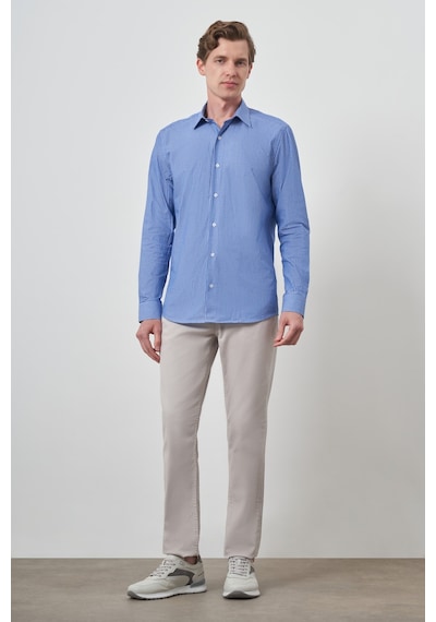 Morven Erkek Mavi Pamuk Trend Slim Fit Sert Yaka Gömlek 25mc004056300 Mavi Mavi