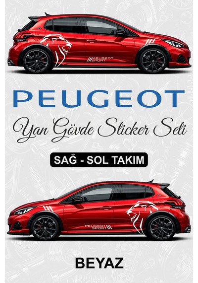 Peugeot Sport Yan Gövde Sticker Seti Beyaz - 864812067