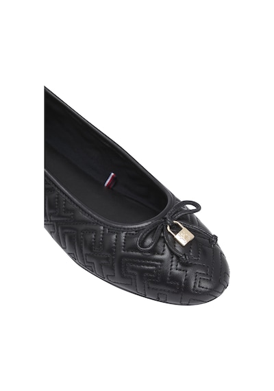 Tommy Hilfiger Th Quılted Ballerına Kadın Siyah Babet - Fw0fw09264