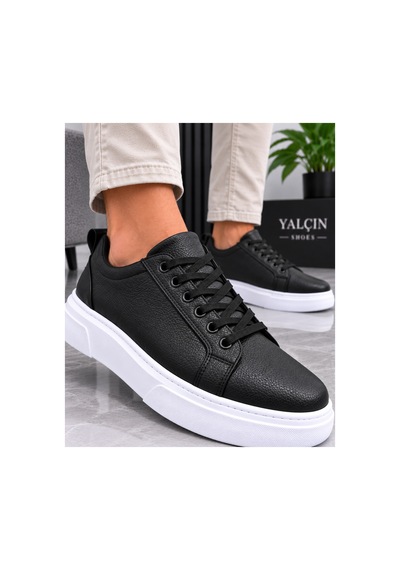 Yalçın Erkek Casual Bağcıklı Ortopedik Rahat Kaymaz Taban Sneaker Ayakkabı Siyah - 919615758 Siyah