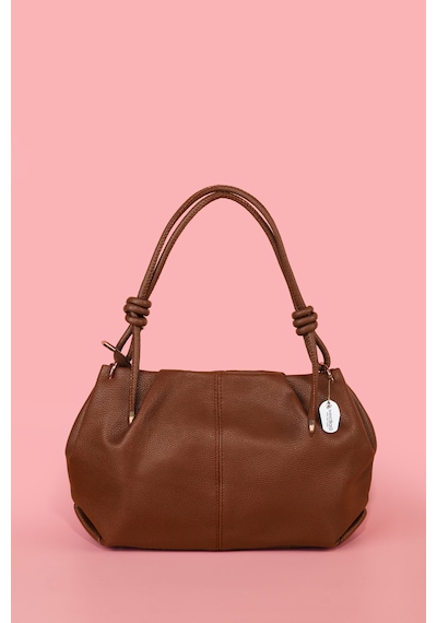 Westbag Kadın Dokulu Büzgülü Premium El Ve Omuz Çantası Taba