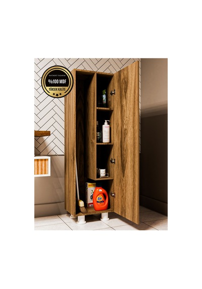 Elox Banyo Dolabı Raflı Farklı Tasarım Ceviz