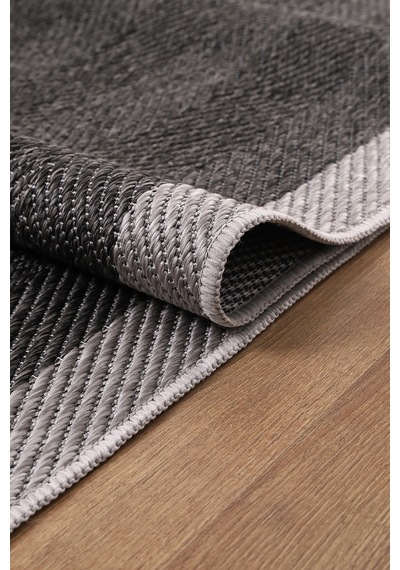 Elit Premium Sisal Jut Halı 1405 Hav Ve Toz Yapmaz Bordürlü Halı Siyah-gri Siyah