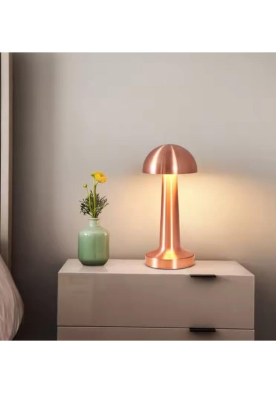 Mantar Dokunmatik Şarjlı Masa Lambası Rose Renk 23 Cm Bronz