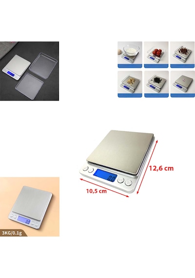 Wınnboss 2 Tepsili Küçük Hassas Tartı Sayma Modlu Laboratuvar Kuyumcu Terazisi Mutfak Tartısı Max 3 Kg. Renkli
