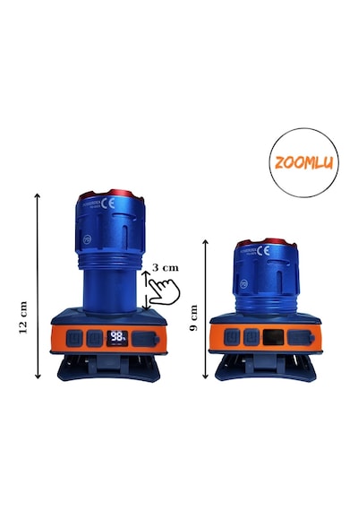 Powerdex Pd-2572 60w & 4000 Lümen Profesyonel Zoomlu Sensörlü Dijital Lcd Kafa Feneri Siyah