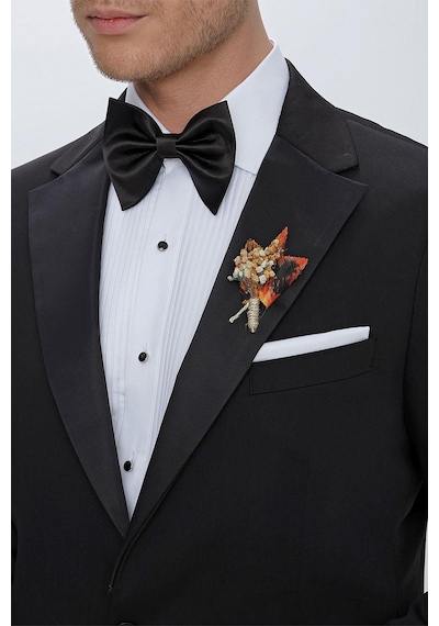 Efor Black 061 Slim Fit Çıkarılabilir Saten Yaka Siyah Damatlık Smokin Takım Siyah