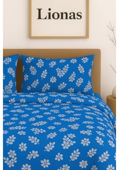 Ezgi Çift Kişilik Desenli Nevresim + 2 Adet Kapaklı Yastık Kılıfı Lacivert 200x230 Cm, Ciftntstil Diğer