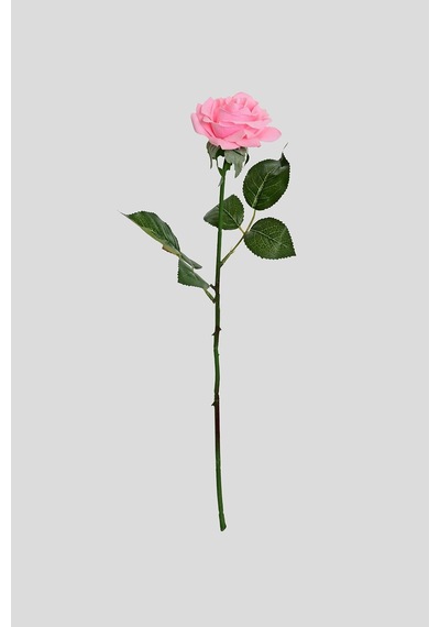 Pembe Yapay Gül Tek Dal Premium Canlı Islak Dokulu 45 Cm