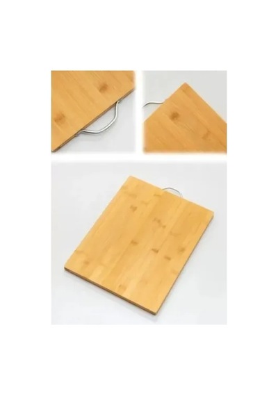 Metal Saplı Bambu Kesim Panosu Bej