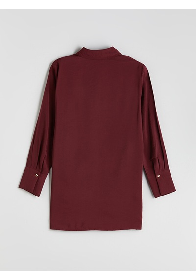 Lcw Modest Bordo Modal Karışımlı Kadın Gömlek Tunik