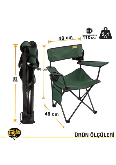 Funky Chaırs Camper Katlanabilir Kamp Piknik Sandalyesi - Yeşil