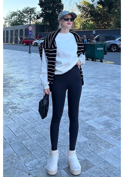 Madmext Boyalı Gri Yüksek Bel Kadın Tayt Mg2230 Boyalı Gri