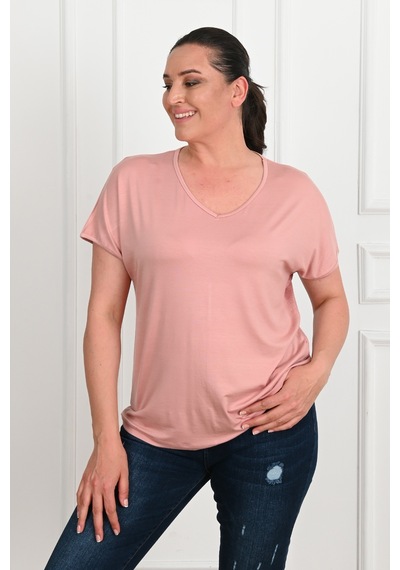 Kadın V Yaka Büyük Beden T-shirt 1486-23 001