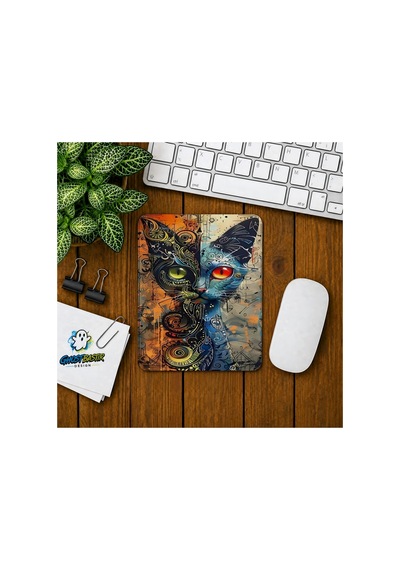 Soyut Kedi Baskılı Oyuncu Mousepad 0280
