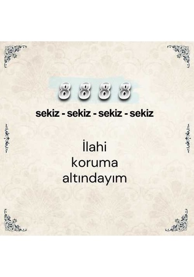 8888 İlahi Koruma Sayı Sekans Anahtarlık M1