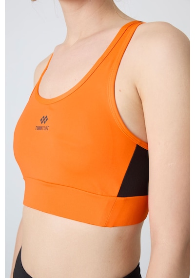 Tommy Life Neon Oranj Çapraz Sırt Detaylı Slim Fit U Yaka Pedli Kadın Spor Büstiyer - 97121 Turuncu