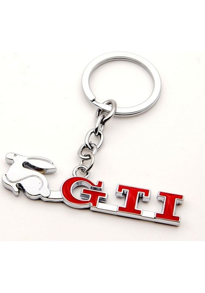 Volkswagen Uyumlu Gti Koşan Tavşan Logo Krom Metal Çift Yön Anahtarlık