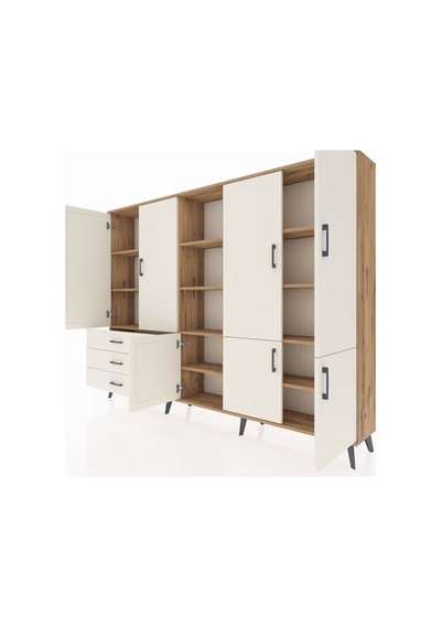 Arges Dolap 11 Raflı 3 Çekmeceli 7 Kapaklı 220x30x163 Çam-aytaşı Çam-aytaşı