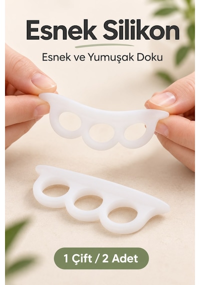 Silikon Çekiç Ayak Parmak Koruyucu 3 Parmağa Geçen Yüzük 1 Çift
