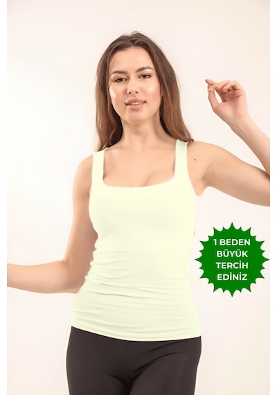 Balenbi Kadın Basic Geniş Askılı Uzun Penye Body 1068 Ekru