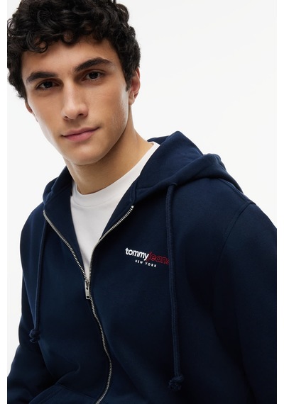 Tommy Hilfiger Tjm Reg Dna Backprınt Fz Hd Erkek Mavi Sweatshirt - Dm0dm23404