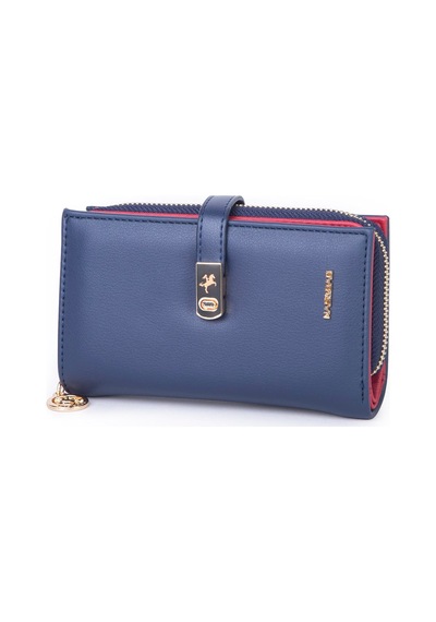 Nas Bag Kadın Orta Boy Kartlık Kağıt Para Ve Bozuk Para Tasarımına Sahip Lacivert Kırmızı Dona 16x9 Cm