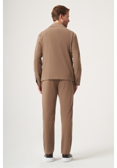 İmza Tarçın Berberi Yaka Örme Beli Lastikli 6 Drop Slim Fit Astarsız Esnek Takım Elbise 1001260177