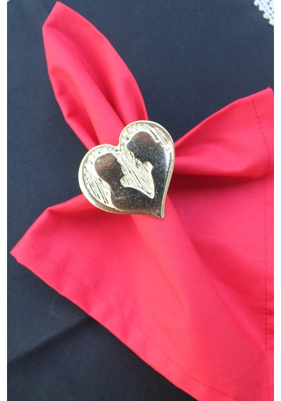 6 Adet Gold Valentine Yuvarlak Metal Peçete Halkası - Napkin Ring