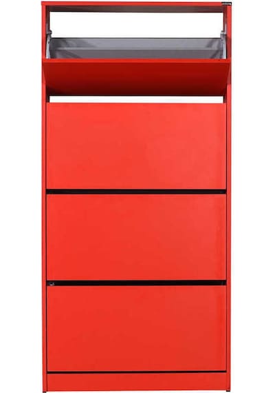 Flat Duo 4 Katlı Geniş Ayakkabılık-Kırmızı 73x157x26 cm (GxYxD) Kırmızı