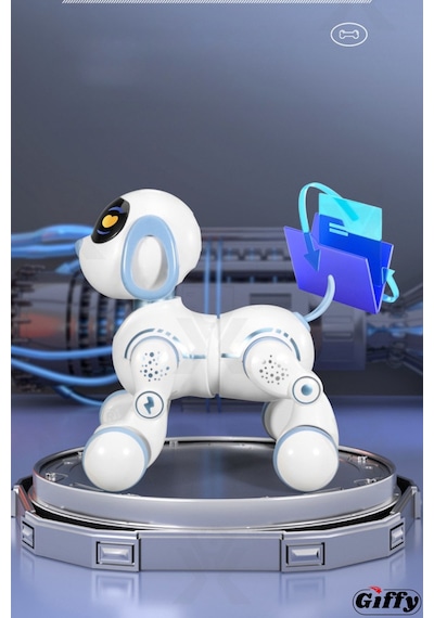 Oyuncak Full Fonksiyon Uzaktan Kumandalı El Sensörlü Şarjlı Işıklı Müzikli Dansçı Robot Köpek Beyaz