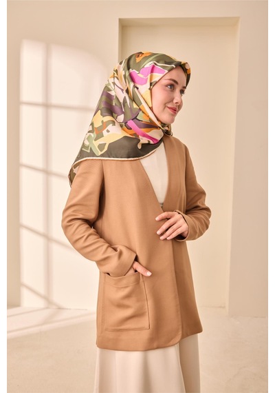 Silk Home Twill İpek Eşarp 11475-22 Koyu Yeşil, Kiremit, Siyah, Krem, Pembe