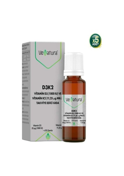 D3k2 Vitamin D3 Ve K2 11,25 Mcg Mk-7 Damla 20 Ml - 5 Adet