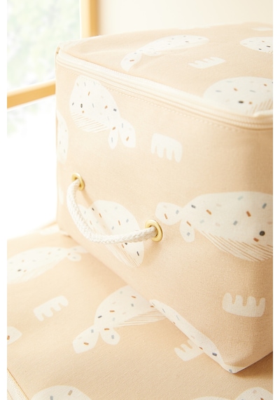 Ocean Home Textile 2'li Çocuk Odası Sevimli Balina Hurç Set 1 Adet 30 X 22 X 18 / 1 Adet 52 X 28 X 21 Cm Bej