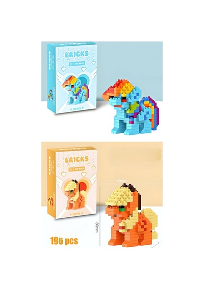 Brıcks Rainbow Dash & Applejack Pony Yapı Blok Seti 2 Li Mini Brick Pony Figür Koleksiyon Oyuncak