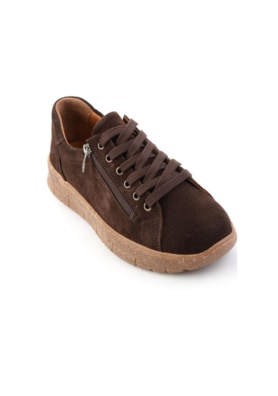 Bambi Bej Süet Hakiki Deri Kadın Sneaker K01331200302