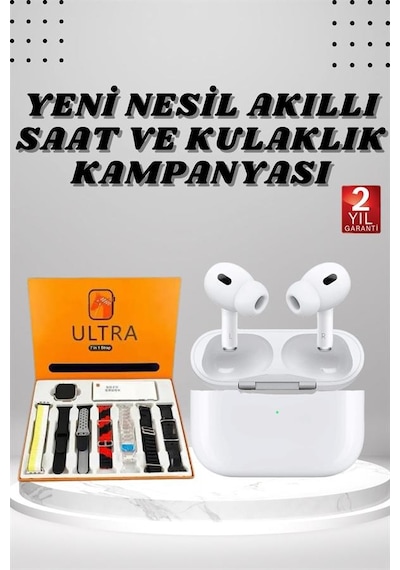 Akıllı Saat Aksesuarları 7 Kordonlu Akıllı Saat Ve Yeni Nesil Kulaklık Dokunmatik Ekran Android Ve İos Uyumlu